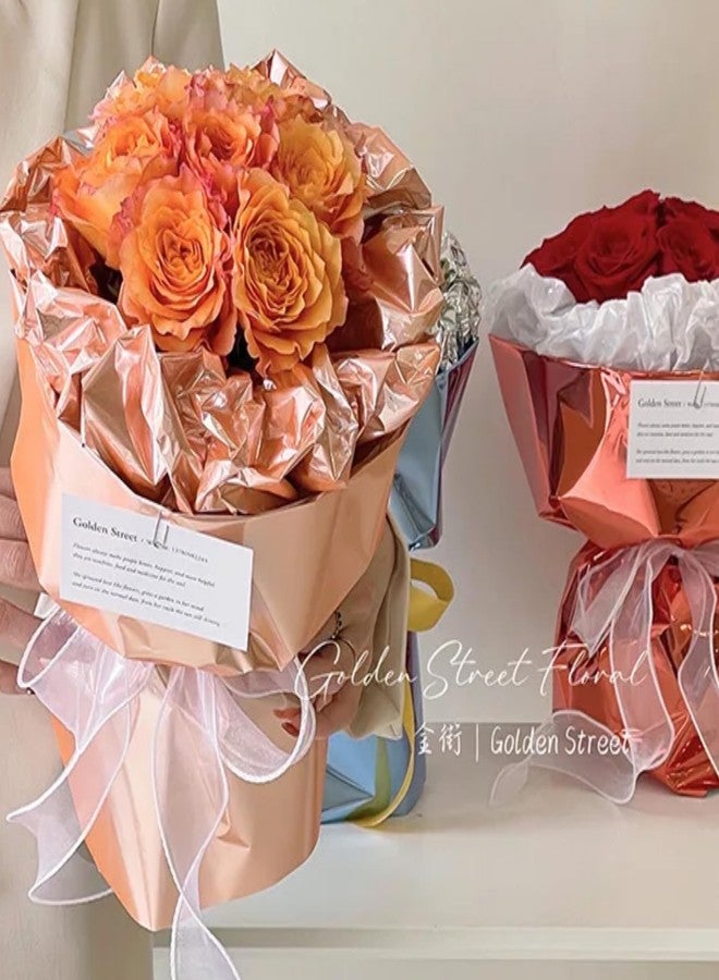 OASIS Flower Bouquet Wrapping Sheets - Waterproof Korean Floral Wraps for Florists, Fresh Flower Arrangements, Gift Packaging & DIY Crafts - 20 Sheets (58 x 58 cm) - Rose Gold & Silver - Image 4